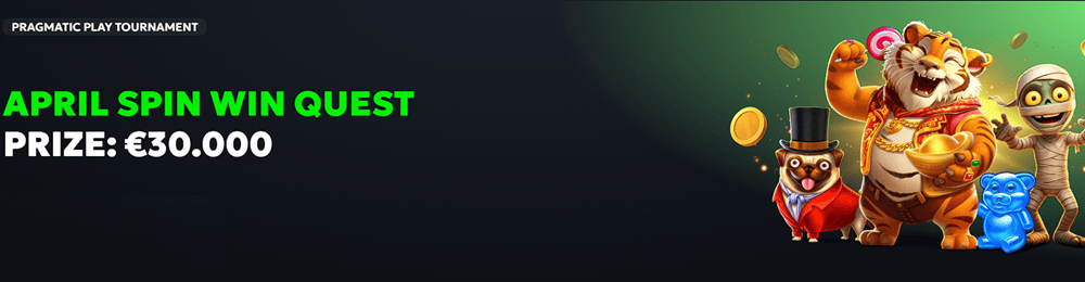 Pragmatic Play tournament April Spin Win Quest, prize 30,000 US dollars.