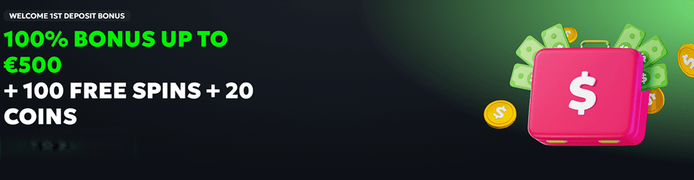 Welcome first deposit bonus: 100% bonus up to 500 US dollars plus free spins and coins.